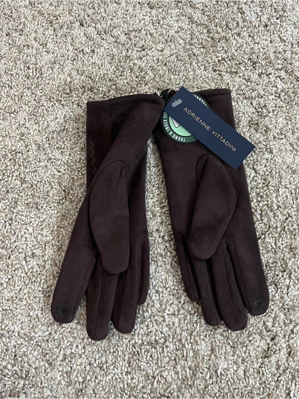 Adrienne Vittadini Dark Brown Touchscreen Suede-Look Gloves